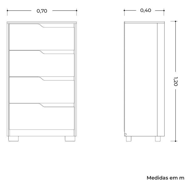 Imagem de Cômoda 4 Gavetas Usinadas Flex Sara