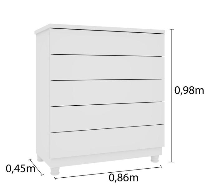 Imagem de Cômoda 5 Gavetas com pés Premium
