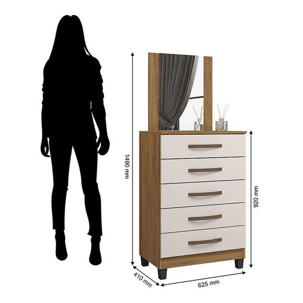 Cômoda 5 Gavetas E Guarda Roupa Solteiro Lion 4 Portas Freijó Cinza Cristal - Móveis Leão Imagem de Cômoda 5 Gavetas E Guarda Roupa Solteiro Lion 4 Portas Freijó Cinza Cristal - Móveis Leão