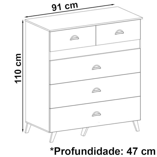 Imagem de Comoda 5 Gavetas Para Quarto 20030 Nature VLR