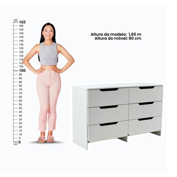 Imagem de Cômoda 6 Gavetas Mdp/mdf Dm-244 Branco