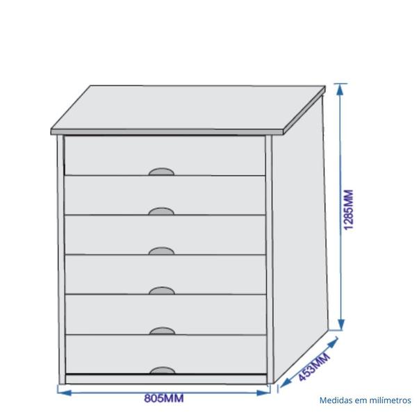 Imagem de Cômoda 6 Gavetas Servilha Made Marcs