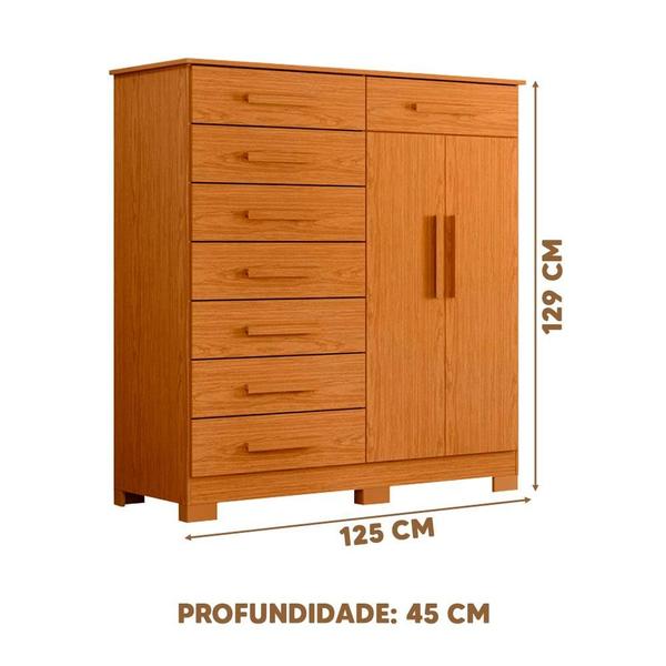 Imagem de Cômoda 8 Gavetas 2 Portas Com Cabideiro Cinamomo Vino Shop JM