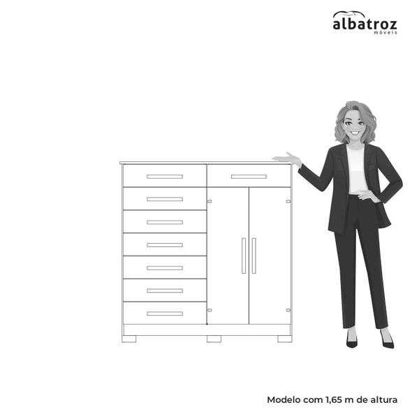 Imagem de Cômoda 8 Gavetas 2 Portas com Cabideiro Verona