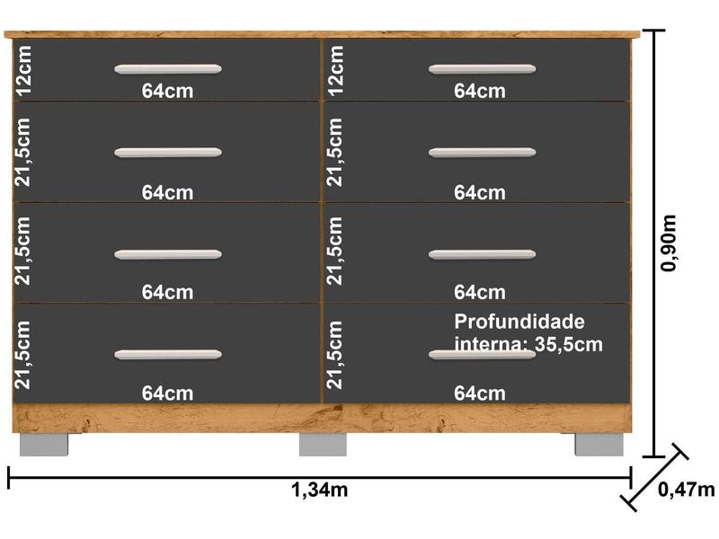 Imagem de Cômoda 8 Gavetas Araplac Denver