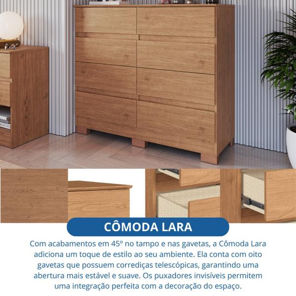 Imagem de Cômoda 8 Gavetas Lara 108cm X 97cm X 45,3cm Cedro