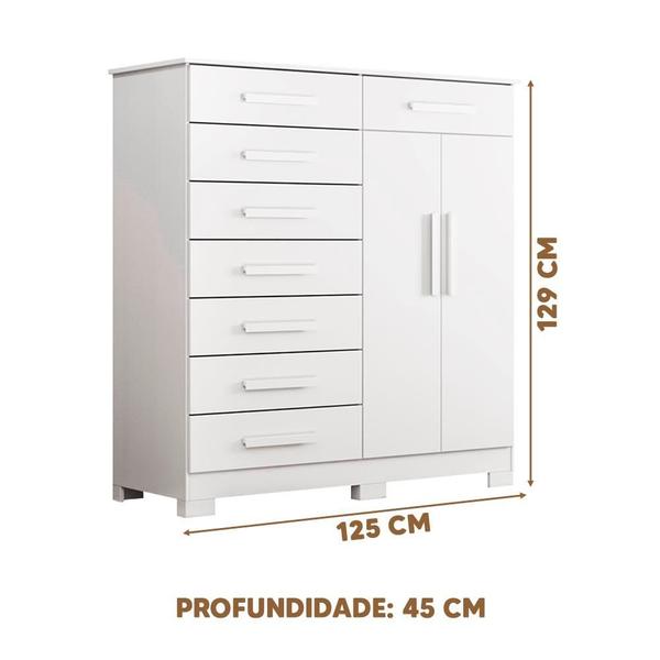 Imagem de Cômoda 8 Gavetas Para TV Até 55 Polegadas Branco Villa Shop JM