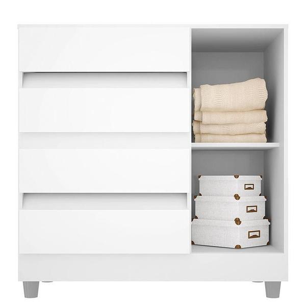 Imagem de Cômoda 8000 e Guarda Roupa Casal 2218 Branco Brilho Flex com Pés - Araplac