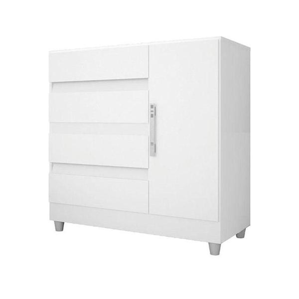 Imagem de Cômoda 8000 e Guarda Roupa Casal 2218 Branco Brilho Flex com Pés - Araplac