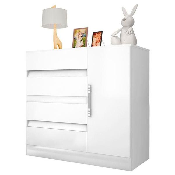 Imagem de Cômoda 8000 e Guarda Roupa Casal B2348 Branco - Araplac