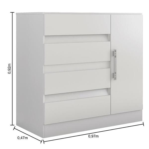 Imagem de Cômoda 8000 e Guarda Roupa Casal B2348 Branco com Espelho - Araplac