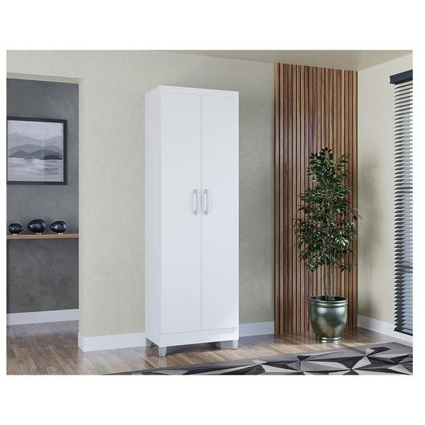 Imagem de Cômoda 867 4 Gavetas com Armário Multiuso 2 Portas Branco Brilho - Poquema