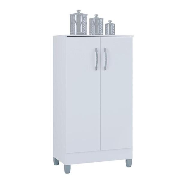 Imagem de Cômoda 867 4 Gavetas com Armário Multiuso 2 Portas Pequeno Branco Brilho - Poquema