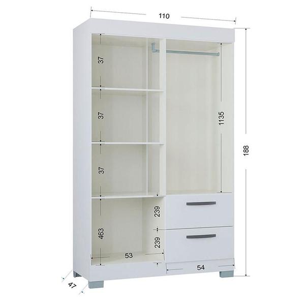 Imagem de Cômoda 867 4 Gavetas e Guarda Roupa Solteiro Tóquio 4 Portas Branco Brilho - Poquema