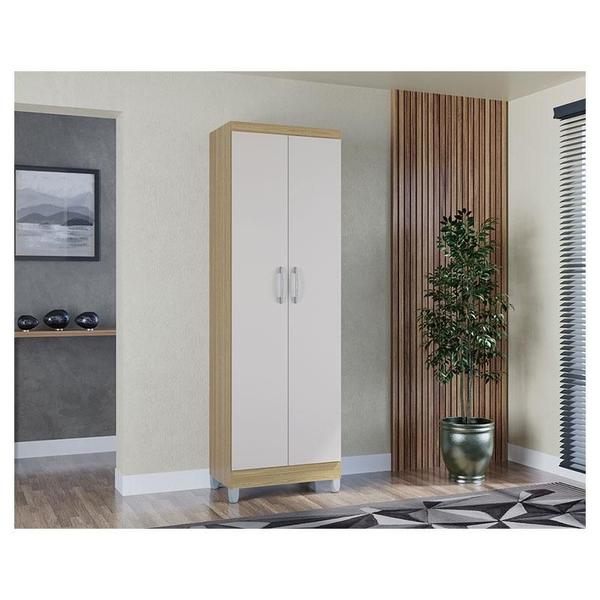 Imagem de Cômoda 868 4 Gavetas e 1 Porta com Armário Multiuso 2 Portas Damasco Off White - Poquema