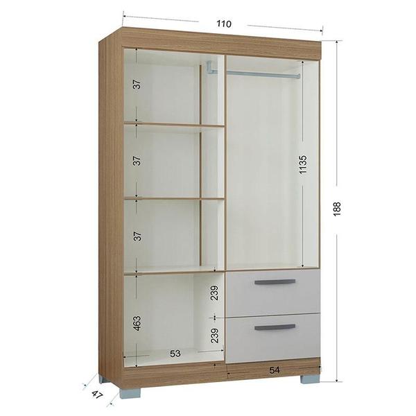 Imagem de Cômoda 868 4 Gavetas e 1 Porta com Guarda Roupa Solteiro Tóquio 4 Portas Castanho Off White - Poquema