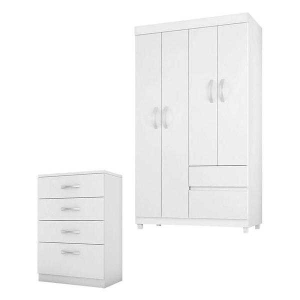 Imagem de Cômoda Astral e Guarda Roupa Solteiro Lótus Branco Flex - Demóbile