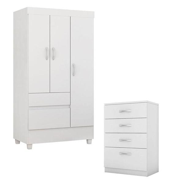 Imagem de Cômoda Astral e Guarda Roupa Solteiro Wind Branco Flex - Demóbile