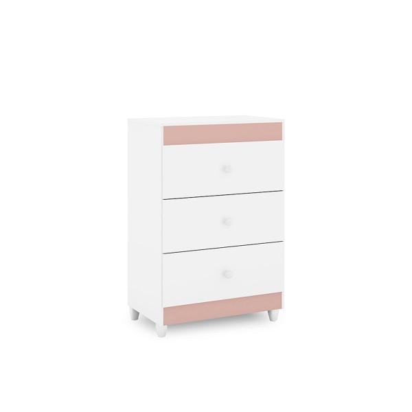 Imagem de Cômoda Bebê Branco Rosa Flex Com 3 Gavetas Infantil Ternura Peternella