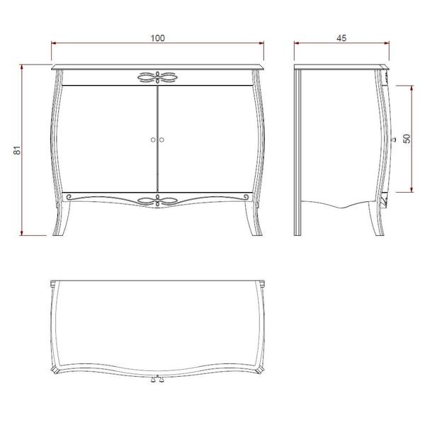 Imagem de Cômoda Bombê Isabel Luiz XV 2 Portas com Tampo Laminado ou Laca