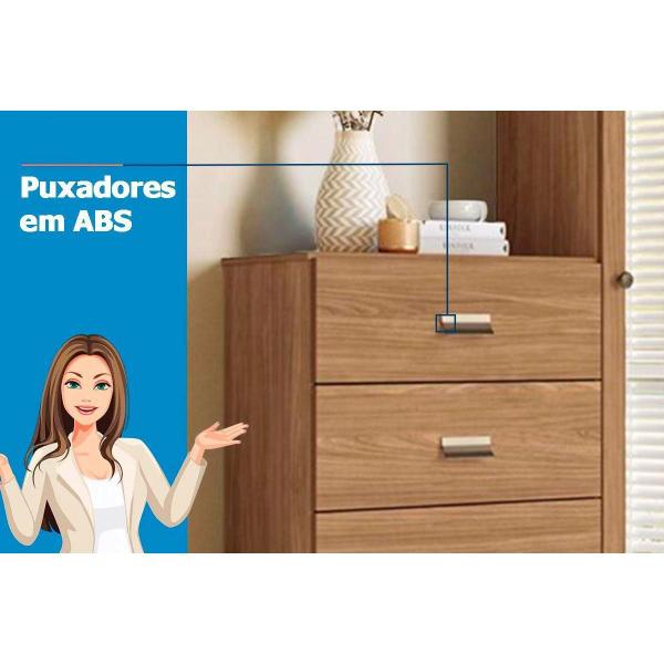 Imagem de Cômoda Casal Estilo c/ 1 Porta c/ Espelho e 4 Gavetas Jatobá/Areia - Santos Andirá