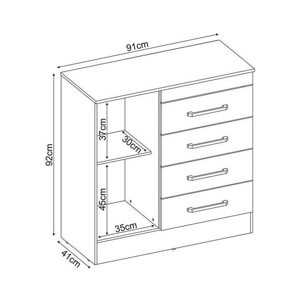 Imagem de Cômoda Casal Montevideu 1 Porta e 4 Gavetas Ébano - Demóbile