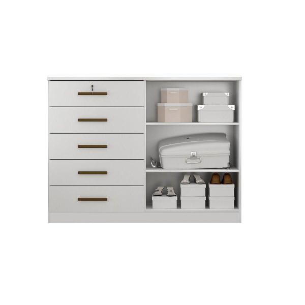 Imagem de Cômoda Casal Space c/ 2 Portas e 5 Gavetas Branco - Novo Horizonte