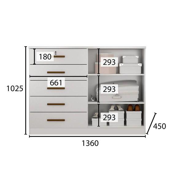 Imagem de Cômoda Casal Space c/ 2 Portas e 5 Gavetas Cumaru - Novo Horizonte