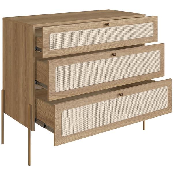 Imagem de Cômoda Com 03 Gavetas Para Quarto Closet Industrial Indy A03 Hanover Dourado - Lyam Decor