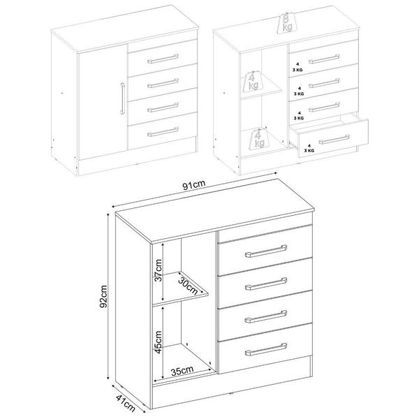 Imagem de Cômoda com 1 Porta e 4 Gavetas Multimóveis CR40115