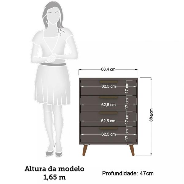 Imagem de Cômoda com 4 Gavetas Conect Santos Andirá