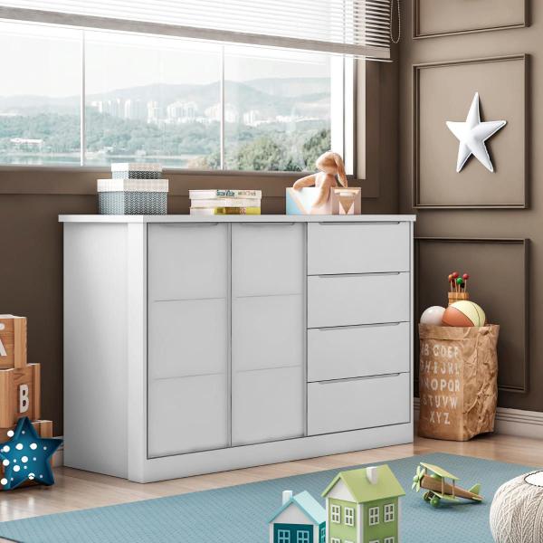 Imagem de Cômoda com 4 Gavetas e 1 Porta Manhattan Branco