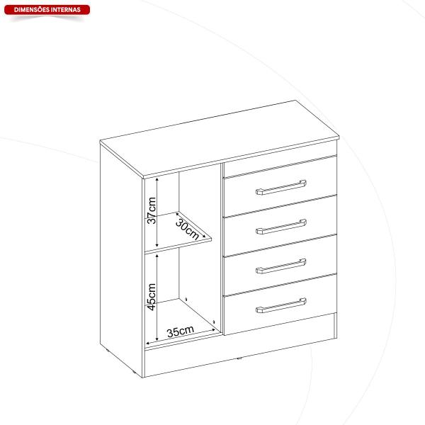 Imagem de Cômoda com 4 Gavetas e 1 Porta Montevideu Amendola Touch - Demóbile