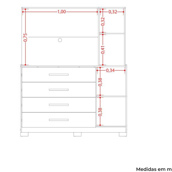 Imagem de Cômoda com Painel para Tv 43" 4 Gavetas 2 Portas Ilha Bela