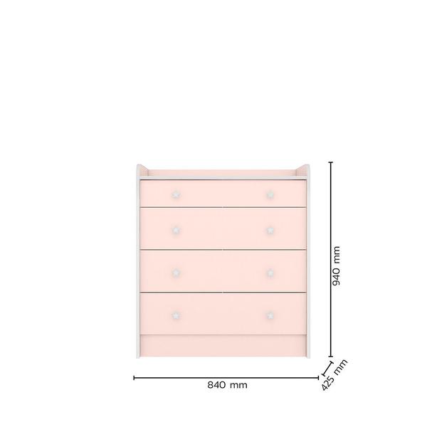 Imagem de Comoda com trocador para quarto infantil doce sonho - rosa acetinado