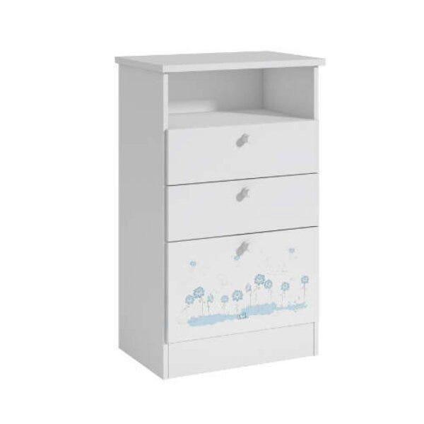 Imagem de Cômoda de Bebê 2 Gavetas 1 Porta Kids Móveis Serpil Branco/Azul