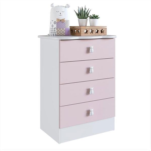 Imagem de Cômoda de Bebê 4 Gavetas 1320 Baby Móveis Percasa Branco/Rosa