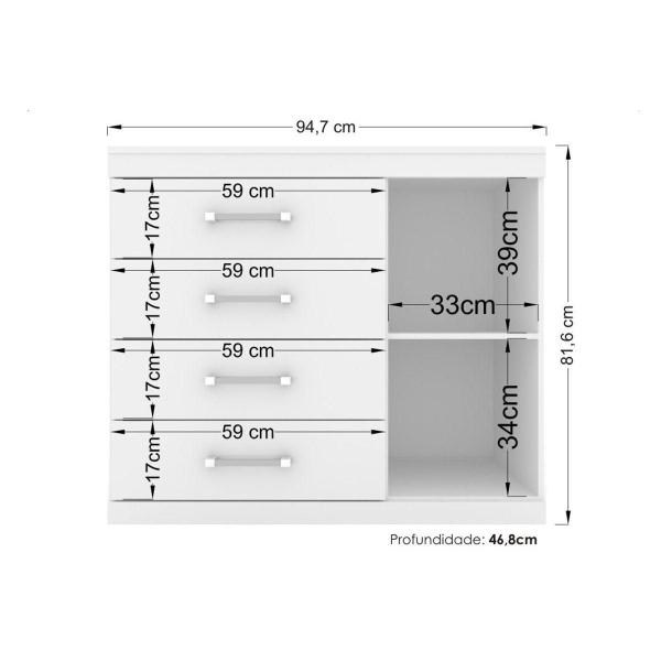 Imagem de Cômoda de Quarto 1.4 Plus 1 Porta e 4 Gavetas Atacama - Santos Andirá