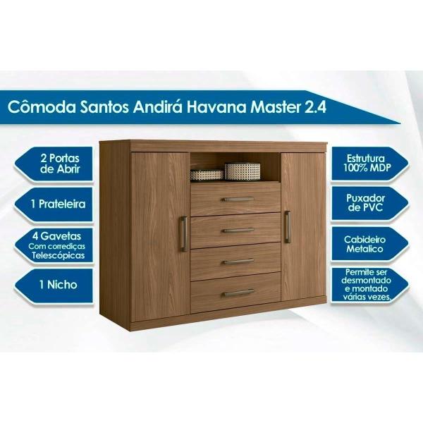 Imagem de Cômoda de Quarto 2 Portas e 4 Gavetas Master Jatoba - Santos Andirá