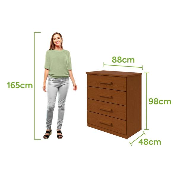 Imagem de Cômoda de Quarto Baião Plus Lopas com 4 Gavetas em MDF/MDP 