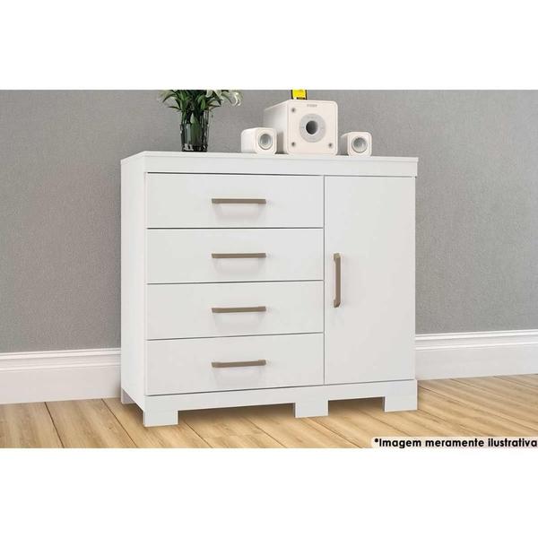 Imagem de Cômoda de Quarto Havana 1.4 Plus c/ 1 Porta e 4 Gavetas c/ Pés Branco - Santos Andirá