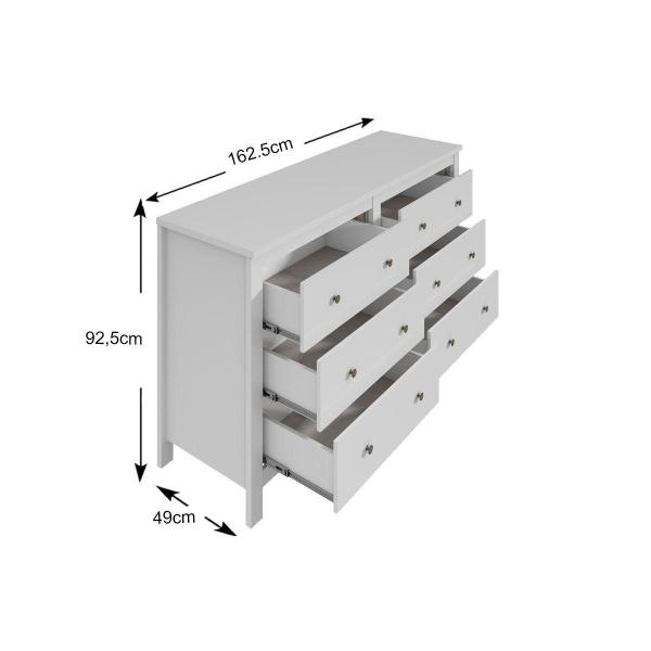 Imagem de Cômoda de Quarto Horizontal Maggiore c/ 6 Gavetas Branco - Lopas