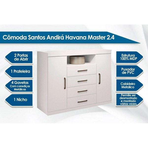 Imagem de Cômoda de Quarto Master c/ 2 Portas 1 Nicho e 4 Gavetas c/ Pés jatoba/Areia - Santos Andirá