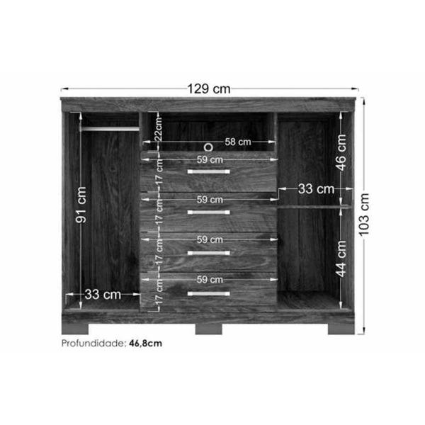 Imagem de Cômoda de Quarto Master c/ 2 Portas 1 Nicho e 4 Gavetas c/ Pés jatoba/Areia - Santos Andirá