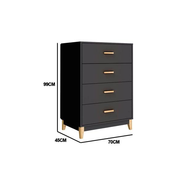 Imagem de Cômoda de Quarto MB 1023 4 Gavetas Preto - Movelbento