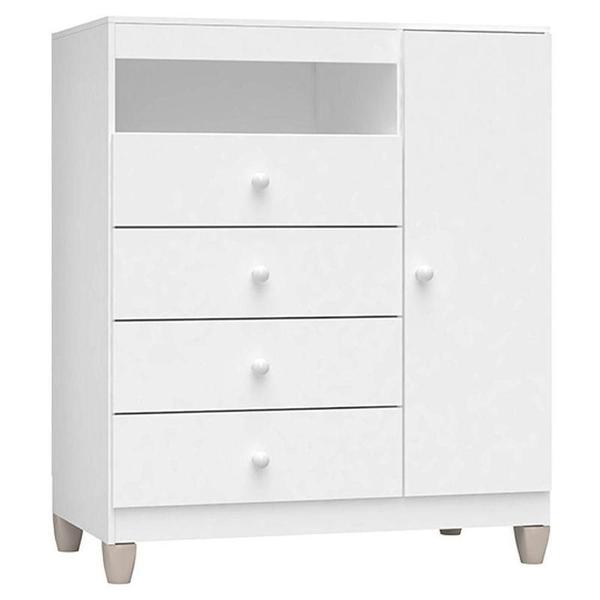 Imagem de Cômoda E Guarda Roupa 6 Portas Ternura Baby Branco Brilho - Incorplac