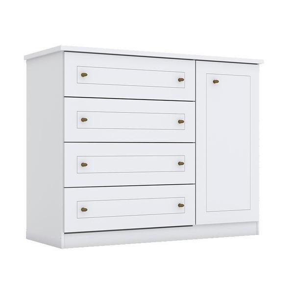 Imagem de Cômoda e Guarda Roupa Casal 6 Portas Americano Branco HP  Henn