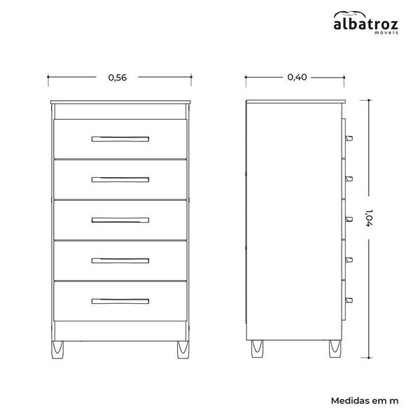 Imagem de Cômoda Esmeralda 5 Gavetas - Móveis Albatroz