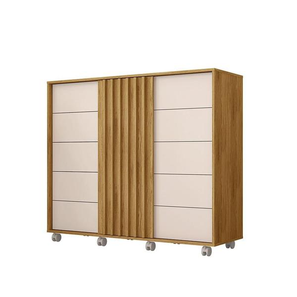 Imagem de Cômoda Espaçosa Para Quarto 5 Gavetas 2 Portas 136cm Buriti Off White Winston Shop Jm