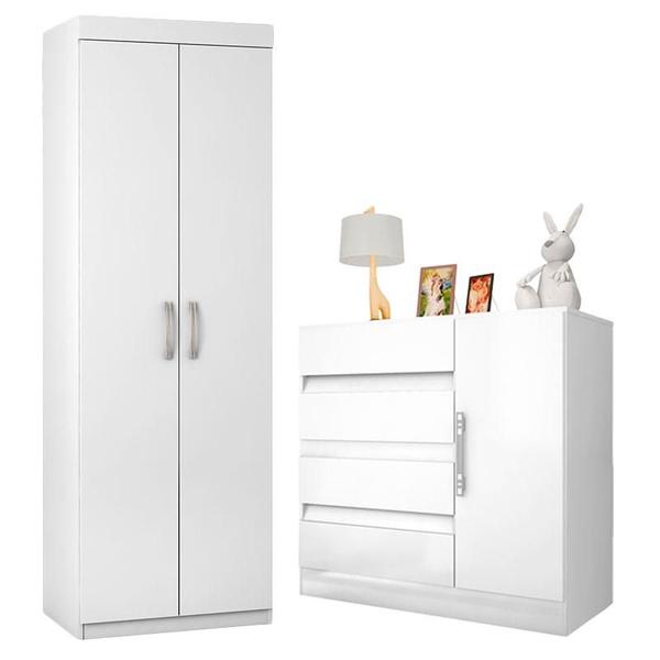 Imagem de Cômoda Exellence 8000 e Multiuso Popy 6020 Branco  Araplac